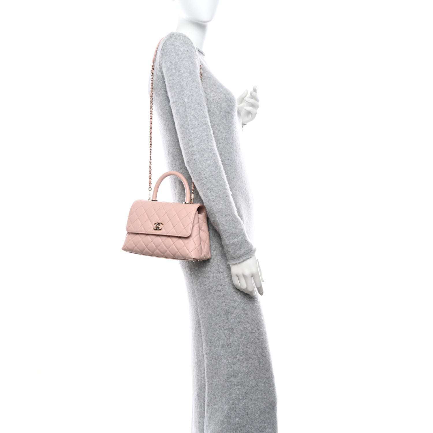 Chanel Caviar Quilted Mini Coco Handle Flap Beige 2 of 10