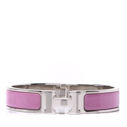 Hermes Enamel Narrow Clic Clac H Bracelet PM Rose Velours 1 of 4