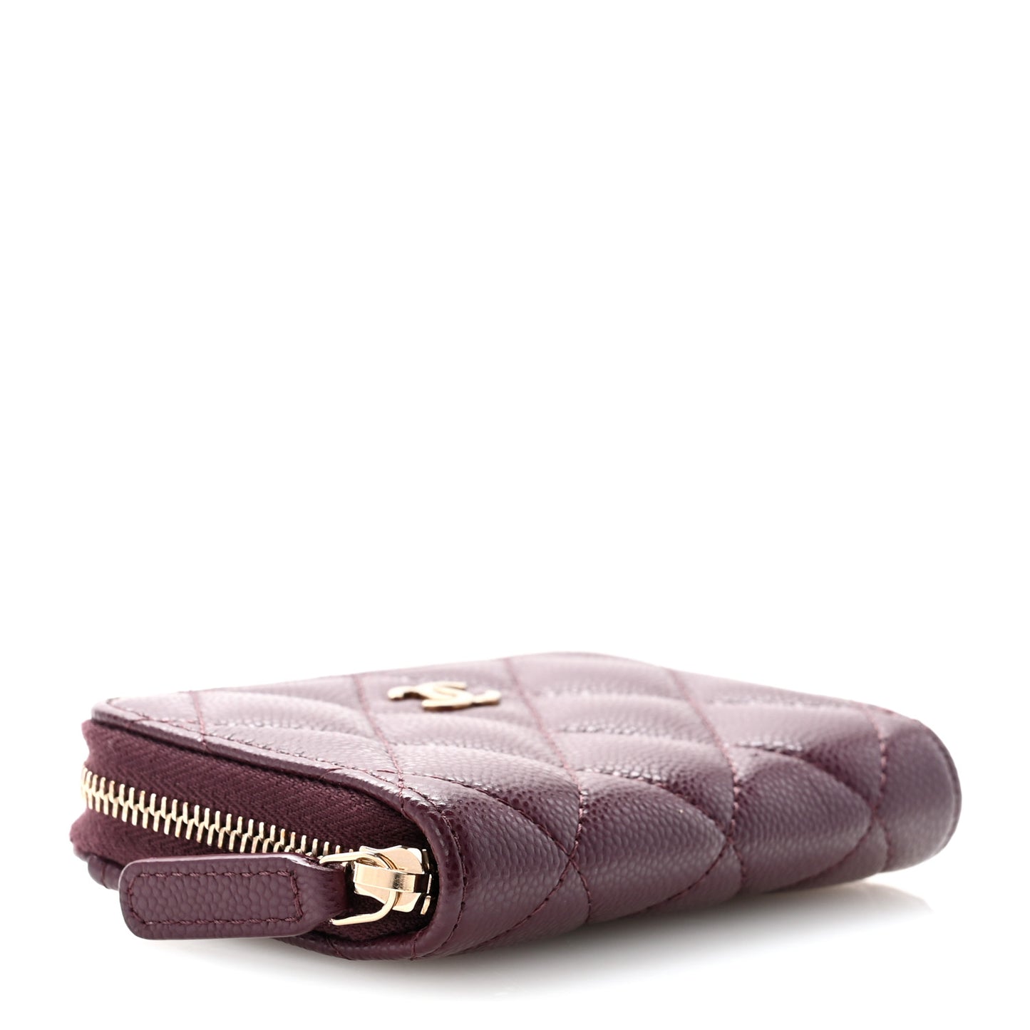 Caviar Quilted Zip Around Coin Purse Dark Burgundy