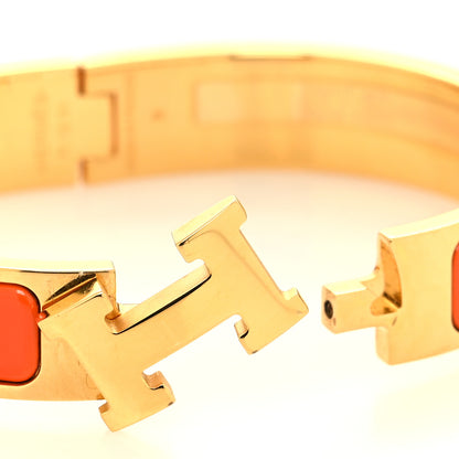 Hermes Enamel Narrow Clic Clac H Bracelet PM Orange 4 of 5
