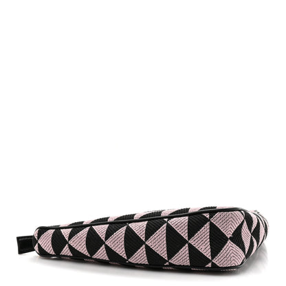 Prada Jacquard Triangolo Symbole Embroidered Mini Triangle Bag Black Alabastro 3 of 8