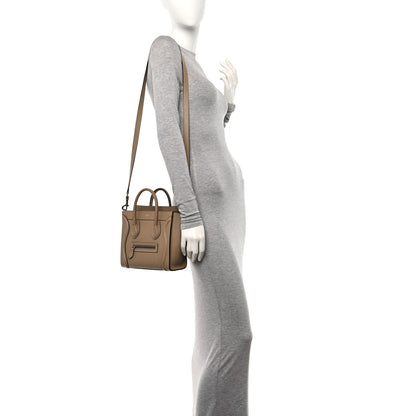 Celine Drummed Calfskin Nano Luggage Dune 2 of 13