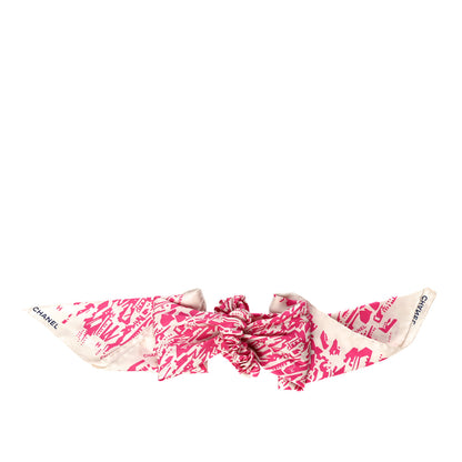 Chanel Silk Twill Hair Scarf Pink Ecru 2 of 7