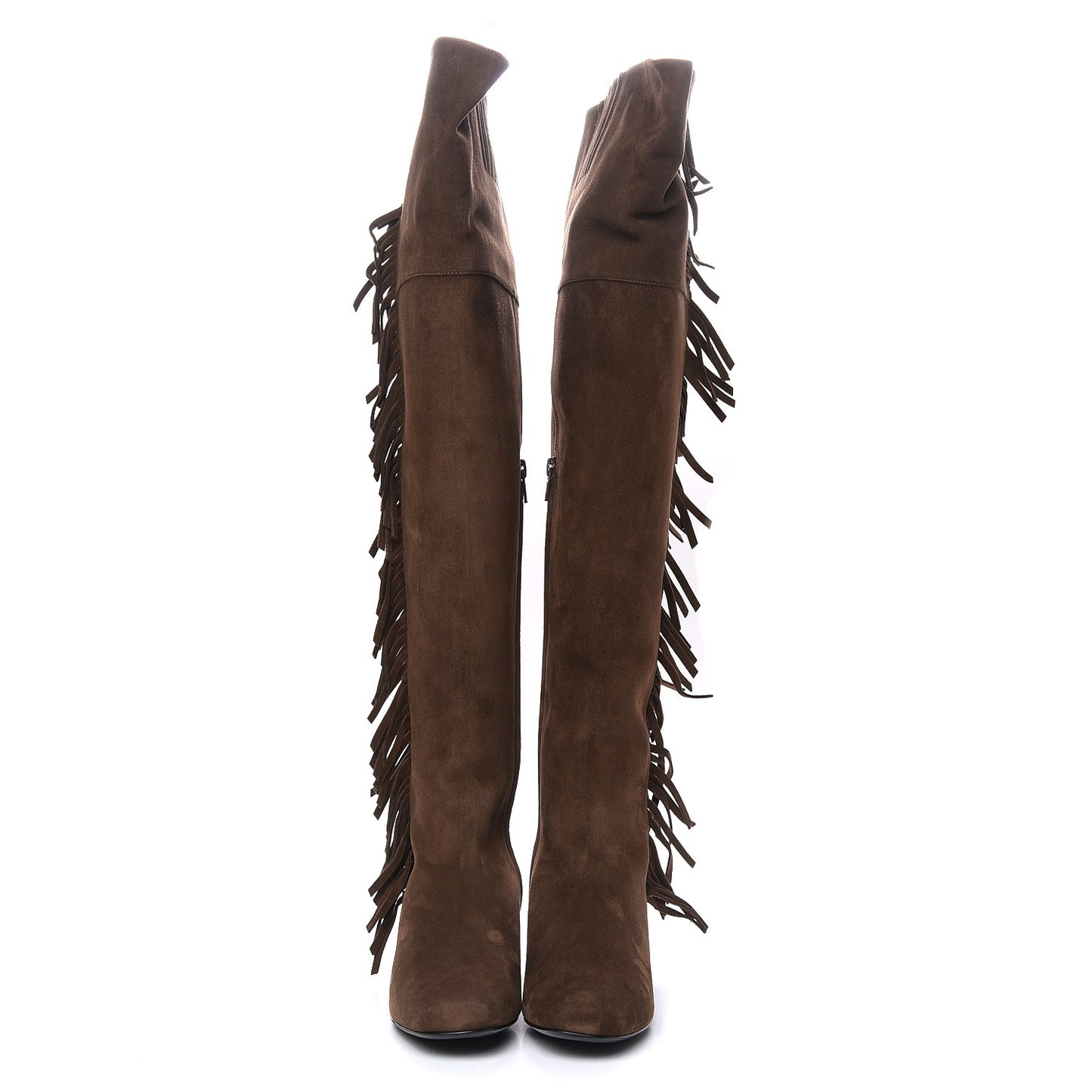 Suede Goatskin BB 20 Over The Knee Fringed Boots 37.5 Coffee Brown