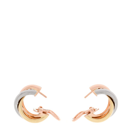 Cartier 18K Pink Yellow White Gold Classic Trinity Hoop Earrings 3 of 5