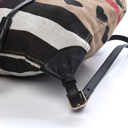 Burberry Overdyed Canvas Mega Check Heart Print Medium Chiltern Backpack Black 9 of 9