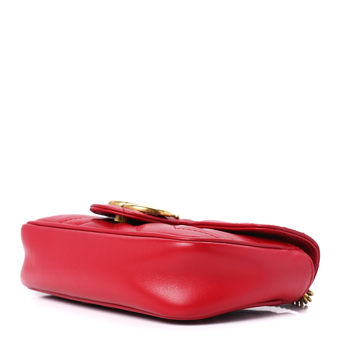 Calfskin Matelasse Super Mini GG Marmont Shoulder Bag Hibiscus Red