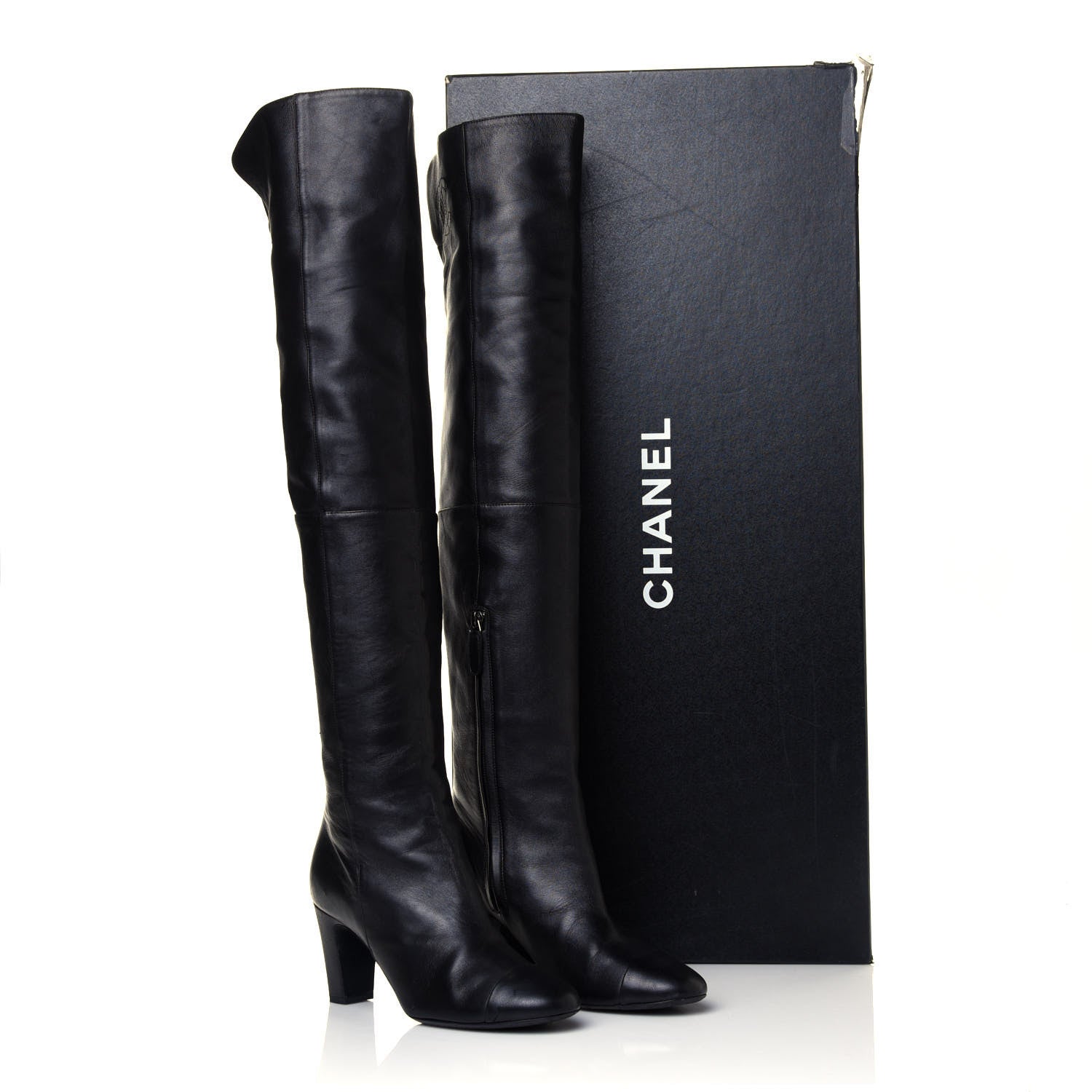 Chanel Calfskin CC Knee High Boots 37 Black 7 of 7
