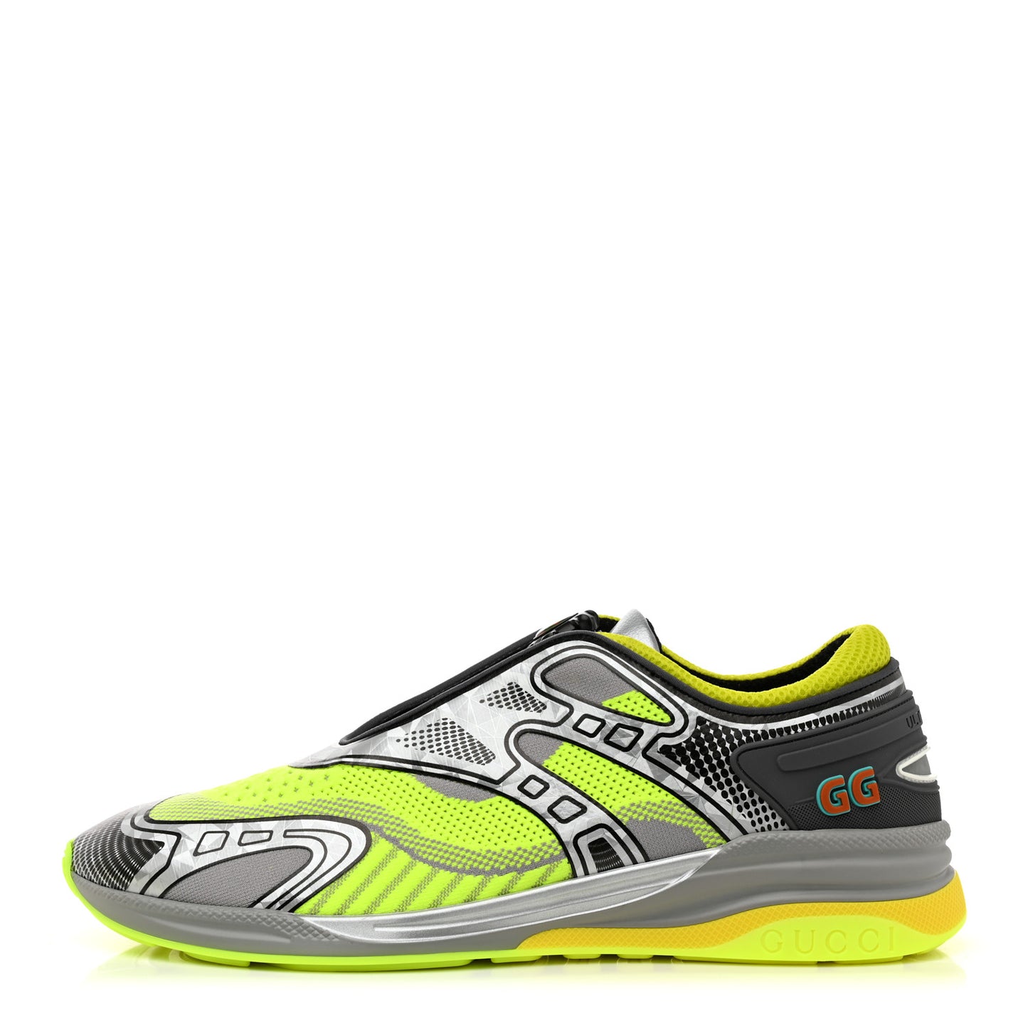 Fabric Mens Ultrapace R Mid Top Sneakers 11 Grey Neon Yellow Silver Loess