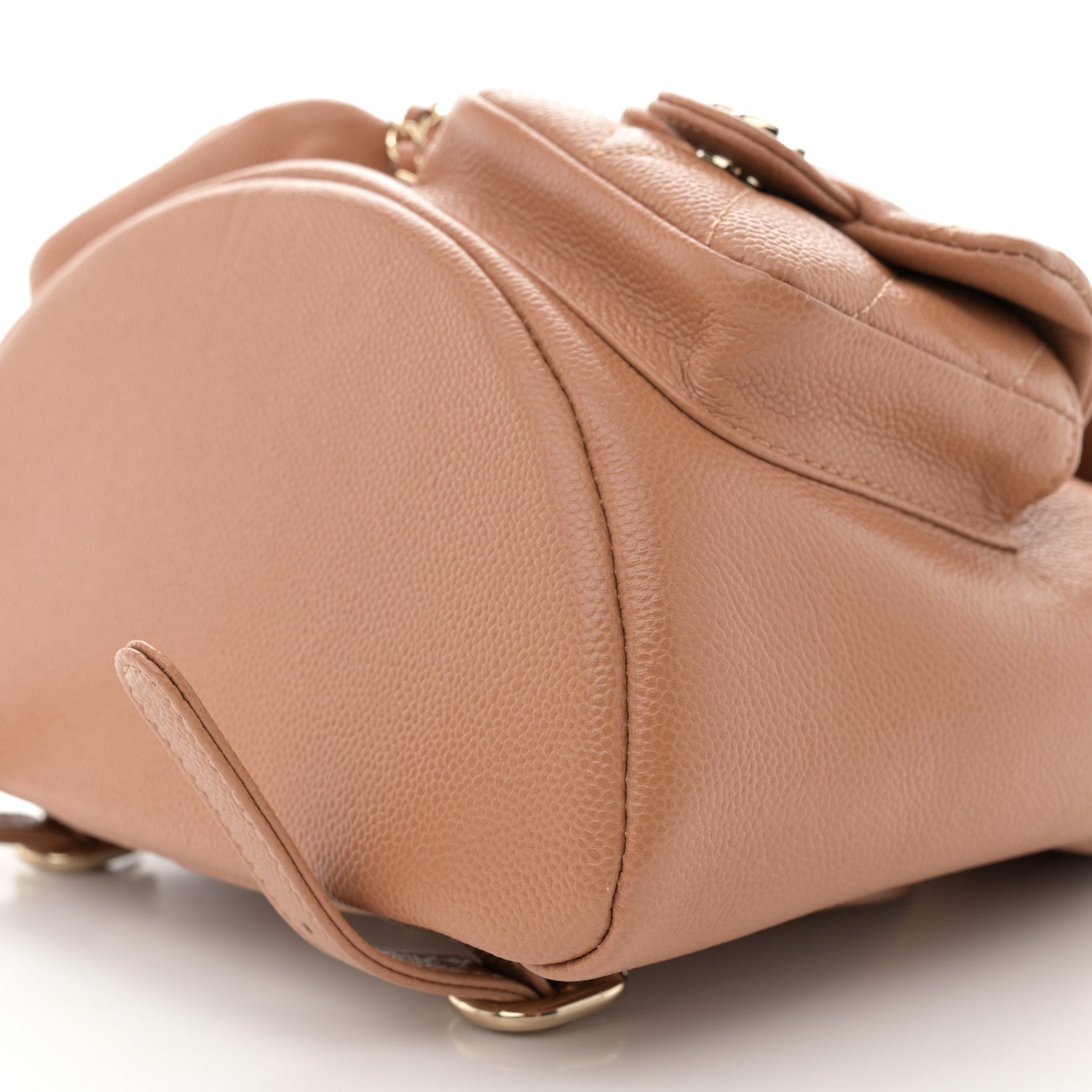 Chanel Shiny Caviar Quilted Medium Duma Pockets Drawstring Backpack Dark Beige 10 of 11