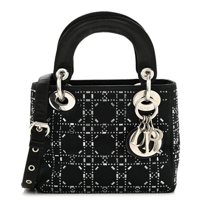 Christian Dior CHRISTIAN DIOR Satin Crystal Cannage Mini Lady Dior Black 1 of 9