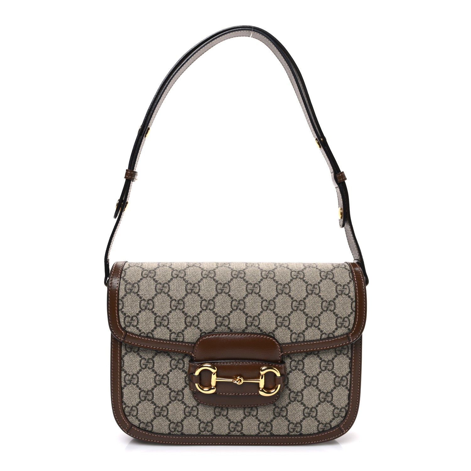Gucci GG Supreme Monogram Horsebit 1955 Shoulder Bag Beige Brown Sugar 1 of 10
