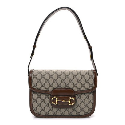 Gucci GG Supreme Monogram Horsebit 1955 Shoulder Bag Beige Brown Sugar 1 of 10