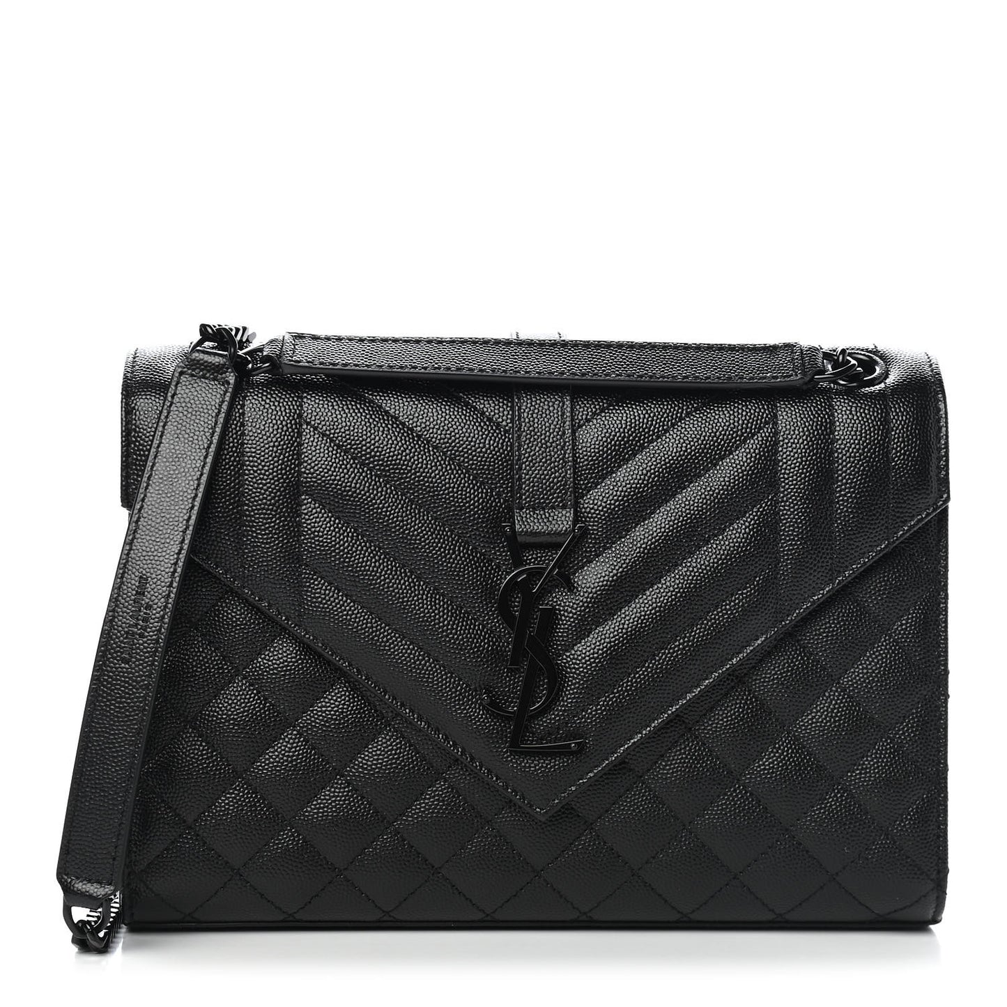 Grain De Poudre Textured Mixed Matelasse Triquilt Medium Monogram Satchel Black
