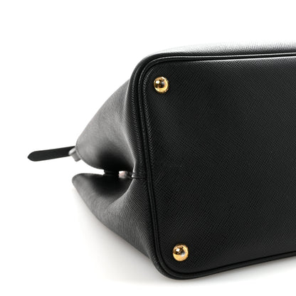 Prada Saffiano Cuir Large Double Bag Black Mughetto 8 of 9