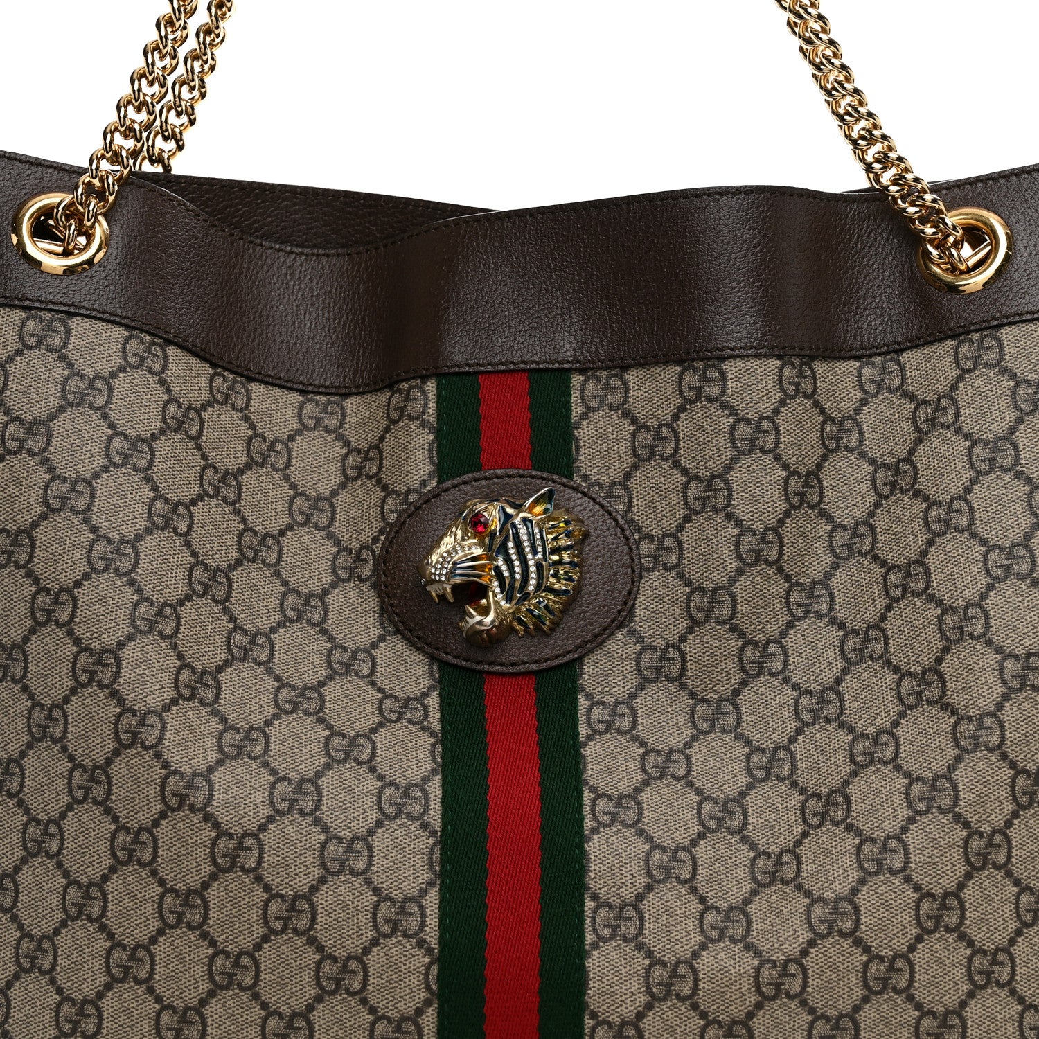 Gucci GG Supreme Monogram Large Rajah Chain Tote Beige New Acero 9 of 11