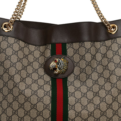 Gucci GG Supreme Monogram Large Rajah Chain Tote Beige New Acero 9 of 11