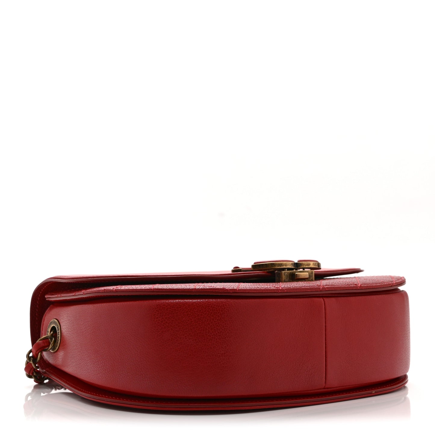 Shiny Calfskin Goatskin Quilted Small Coco Curve Messenger Flap Red