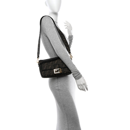 Fendi Fabric Jacquard FF 1974 Medium Baguette Tobacco Moro Black 2 of 12