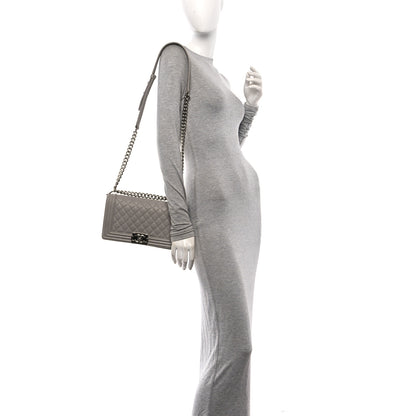 Chanel Caviar Quilted Medium Boy Flap Light Grey 2 of 15