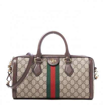 Gucci GG Supreme Monogram Web Medium Ophidia Boston Brown 1 of 8