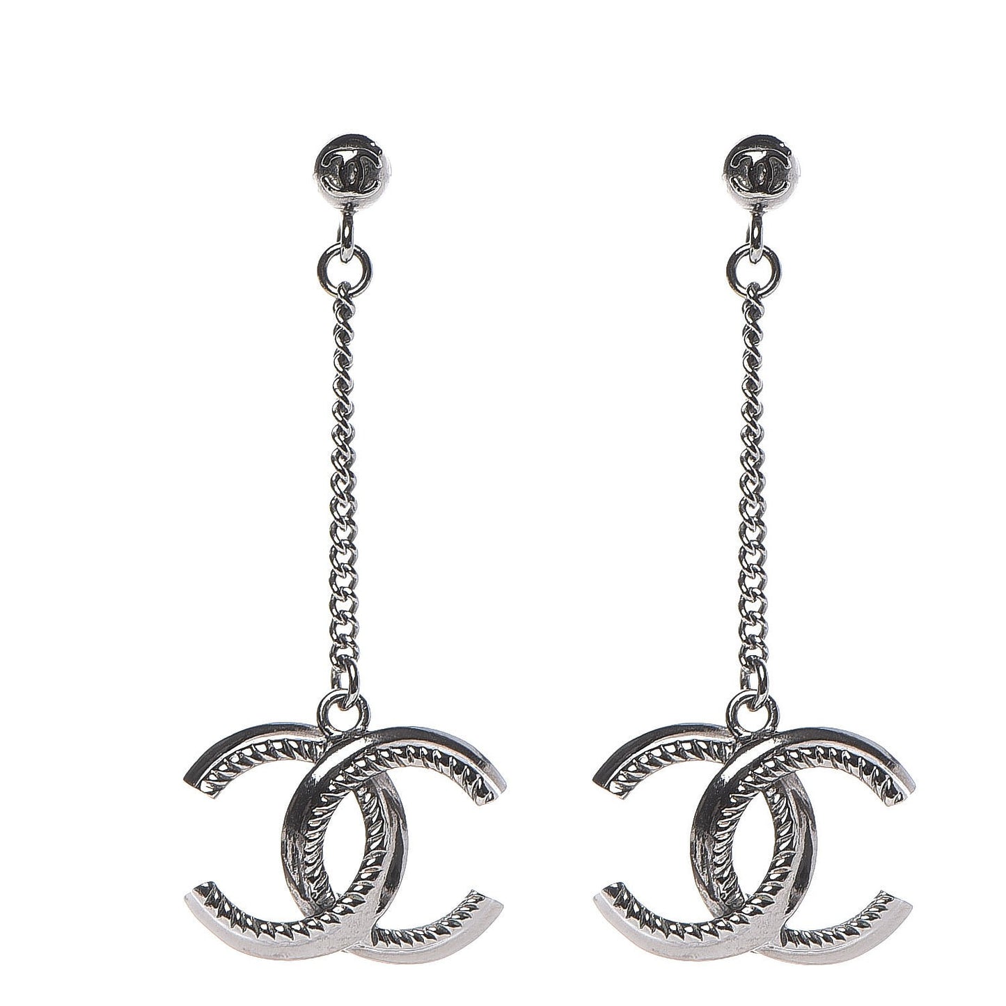 CC Drop Earrings Ruthenium