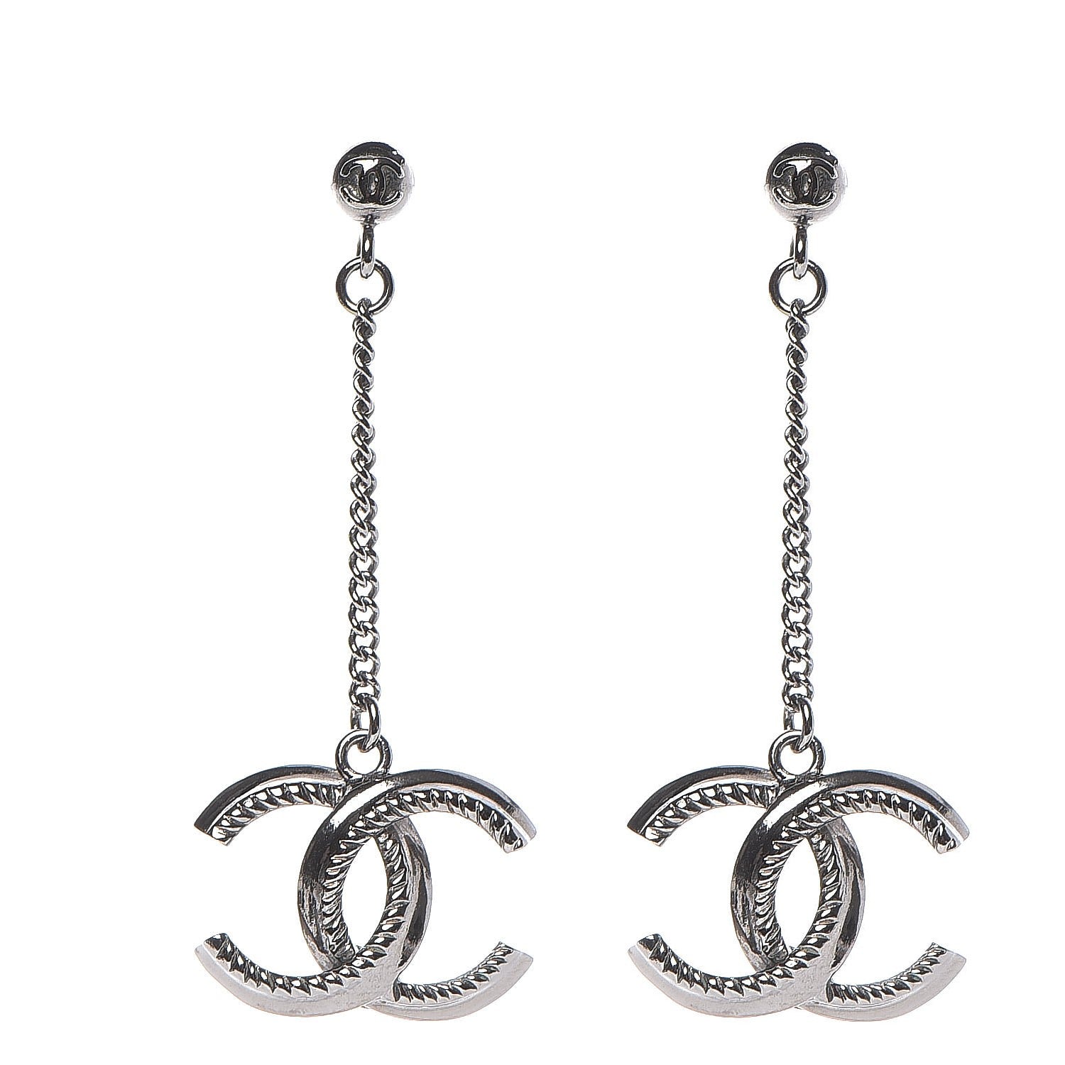 Chanel CC Drop Earrings Ruthenium 1 of 4