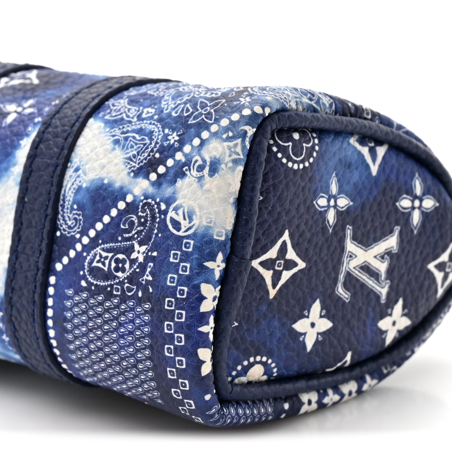 Monogram Bandana Mini Keepall Bag Charm Key Holder Blue