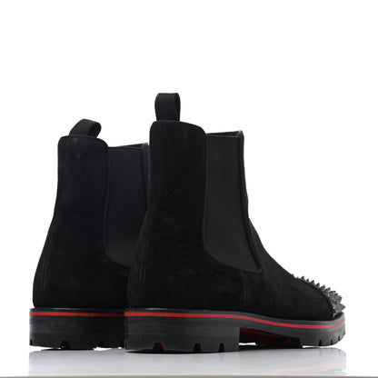 Christian Louboutin Suede Mens Melon Spikes Flat Chelsea Boots 41 Black 3 of 4