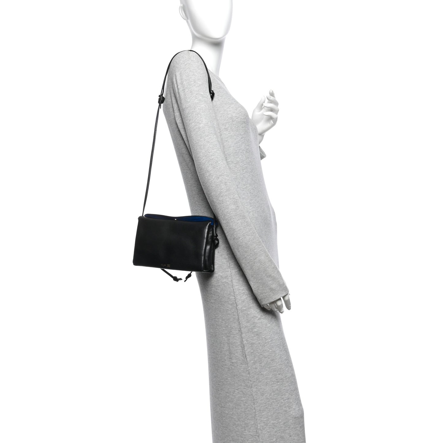 Smooth Lambskin Trio Flap Crossbody Bag Black