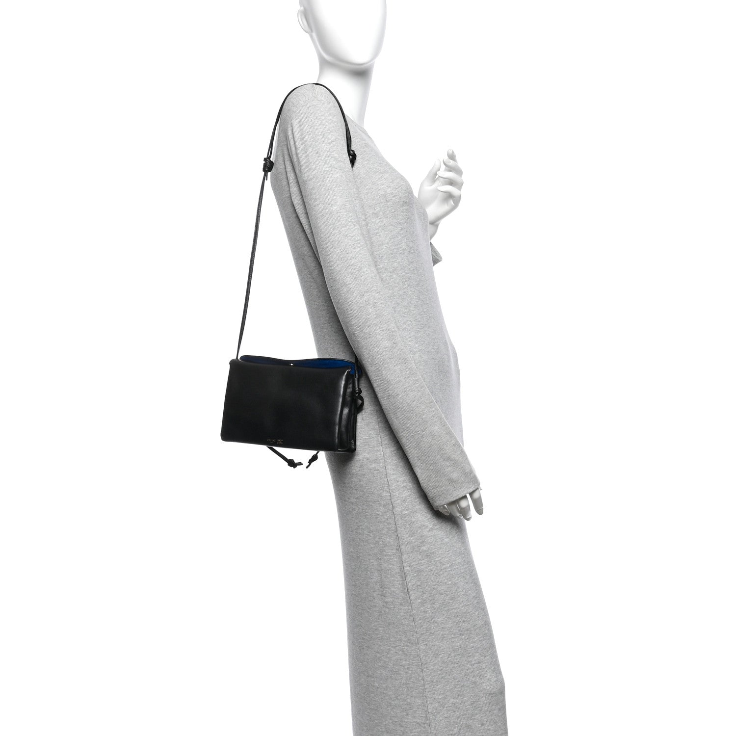 Celine Smooth Lambskin Trio Flap Crossbody Bag Black 2 of 9