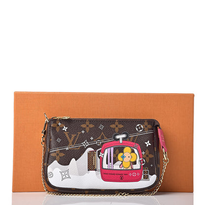 Louis Vuitton Monogram 2019 Christmas Animation Mini Courchevel Pochette Accessories Fuchsia 8 of 8