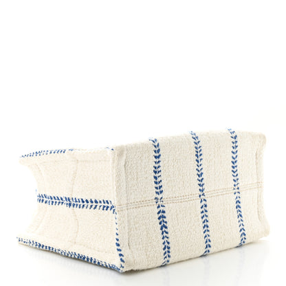 Celine Canvas Calfskin Stripe Triomphe Small Cabas Thais White Blue 4 of 11