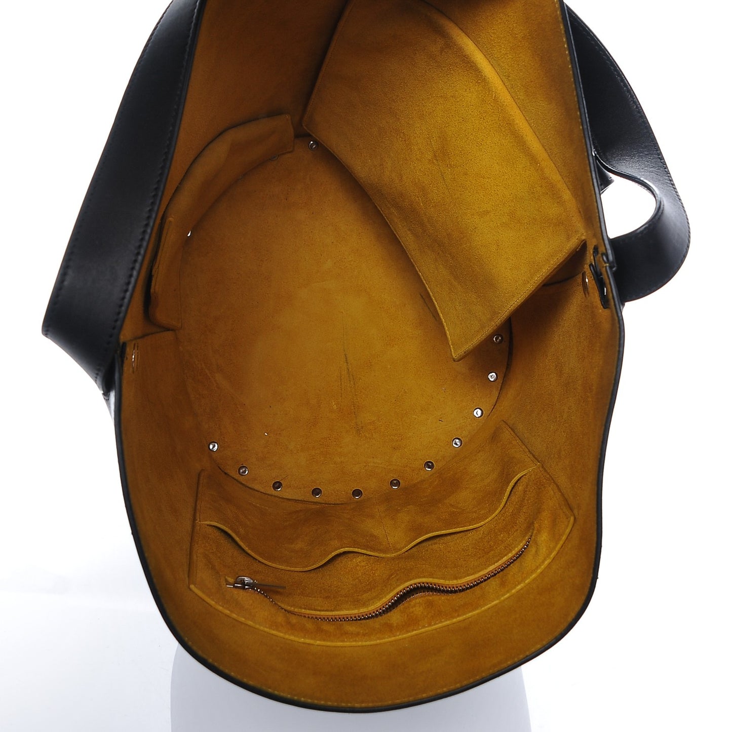 Natural Calfskin Biker Bucket Shoulder Bag Black Sunflower