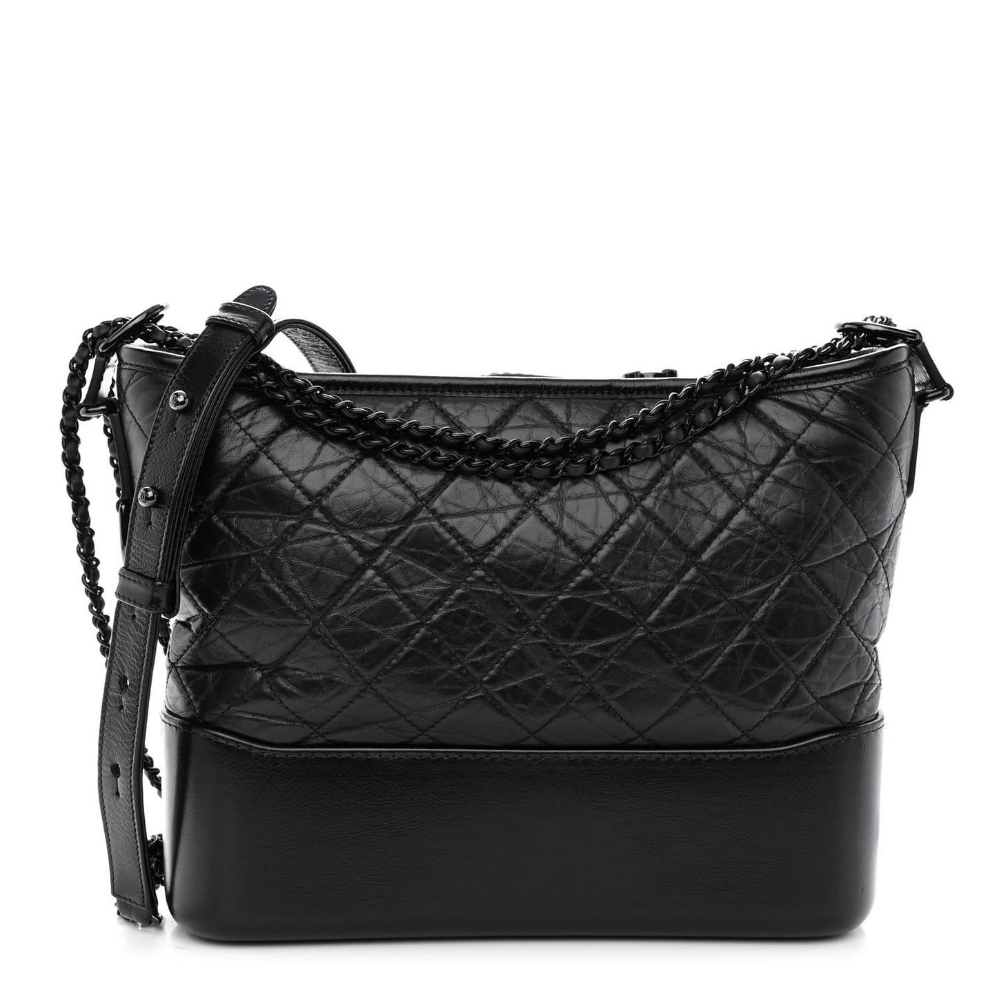 Aged Calfskin Quilted Medium Gabrielle Hobo So Black
