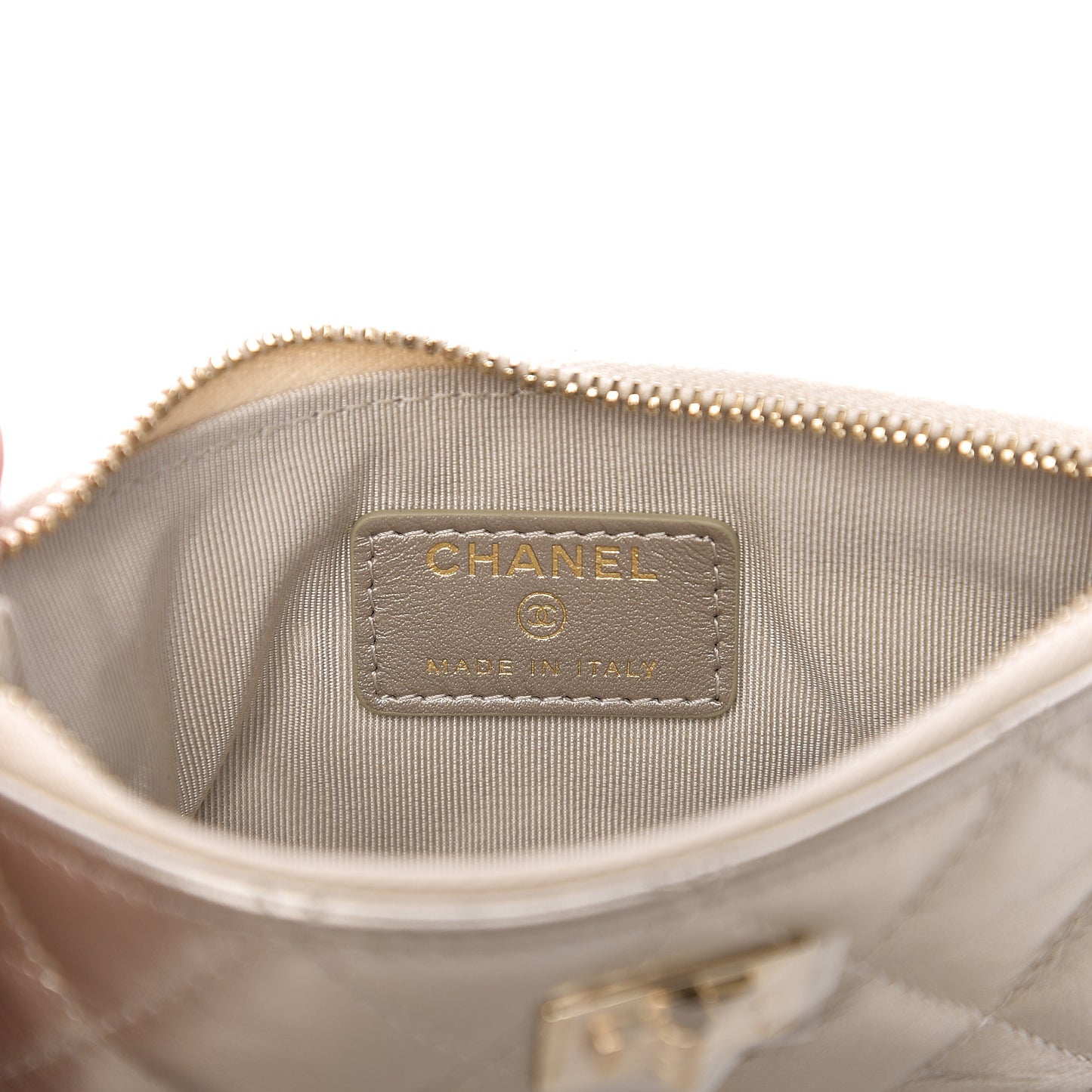 Metallic Aged Calfskin Quilted Small Reissue Cosmetic Case Gold