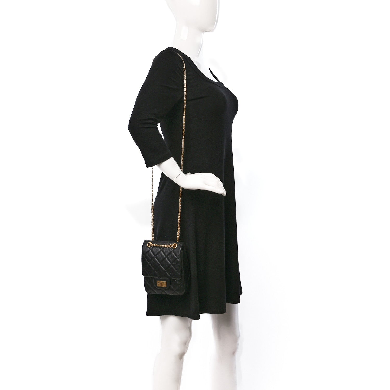 Chanel Aged Calfskin Quilted 2.55 Reissue Mini North South Flap Black 2 of 9
