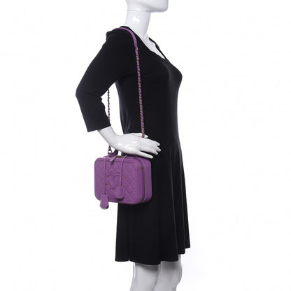 Chanel Caviar Quilted Medium CC Filigree Vanity Case Purple 2 of 12
