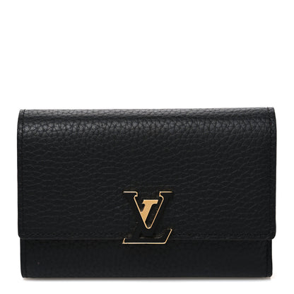 Louis Vuitton Taurillon Capucines Compact Wallet Black 1 of 7