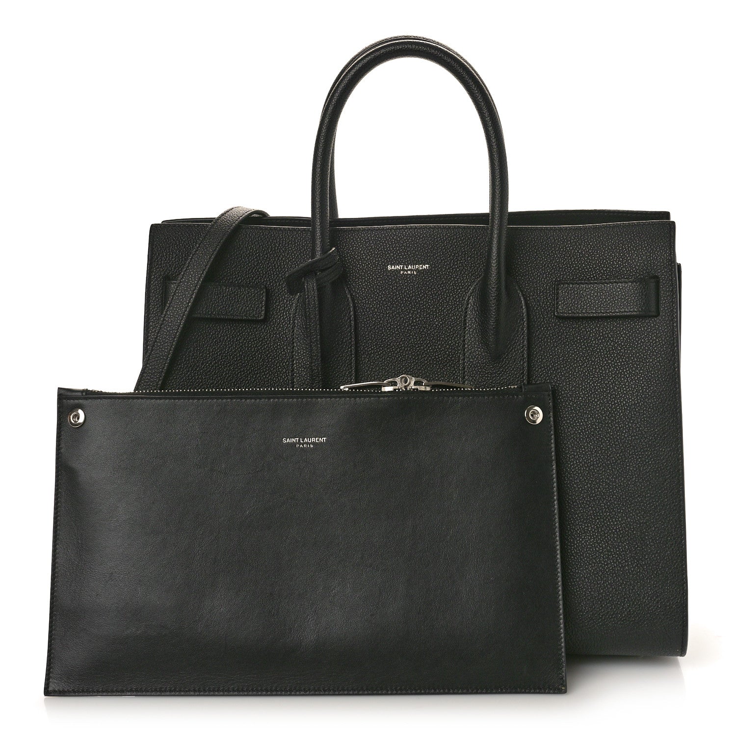 Saint Laurent Grained Calfskin Small Sac De Jour Black 3 of 11