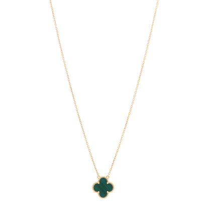 Van Cleef & Arpels 18K Yellow Gold Malachite Vintage Alhambra Pendant Necklace 1 of 5