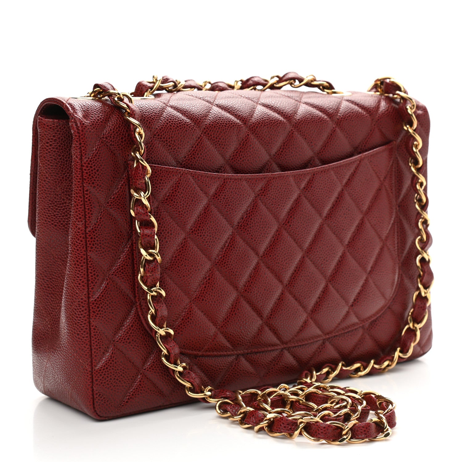 Chanel Caviar Quilted Jumbo Single Flap Bordeaux 3 of 10