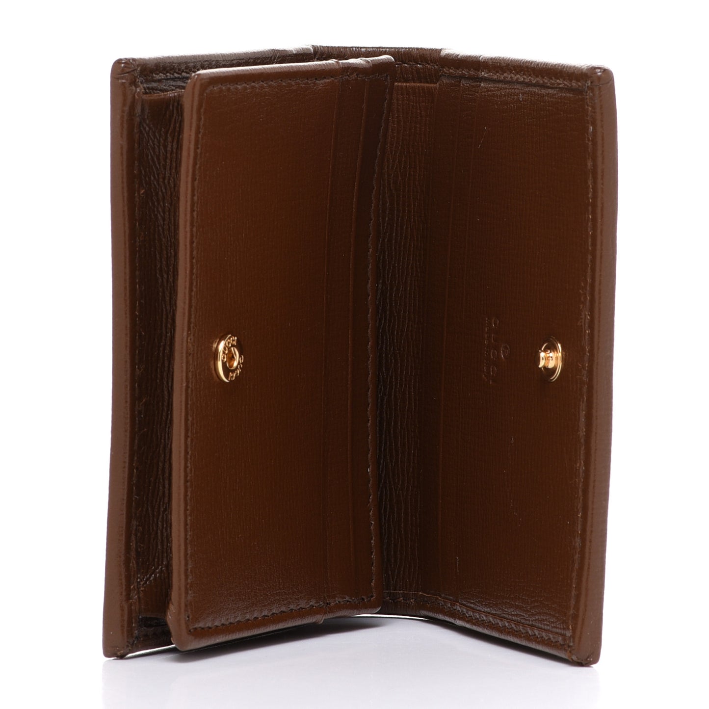 GG Supreme Monogram Horsebit 1955 Card Case Wallet Beige Ebony Brown Sugar
