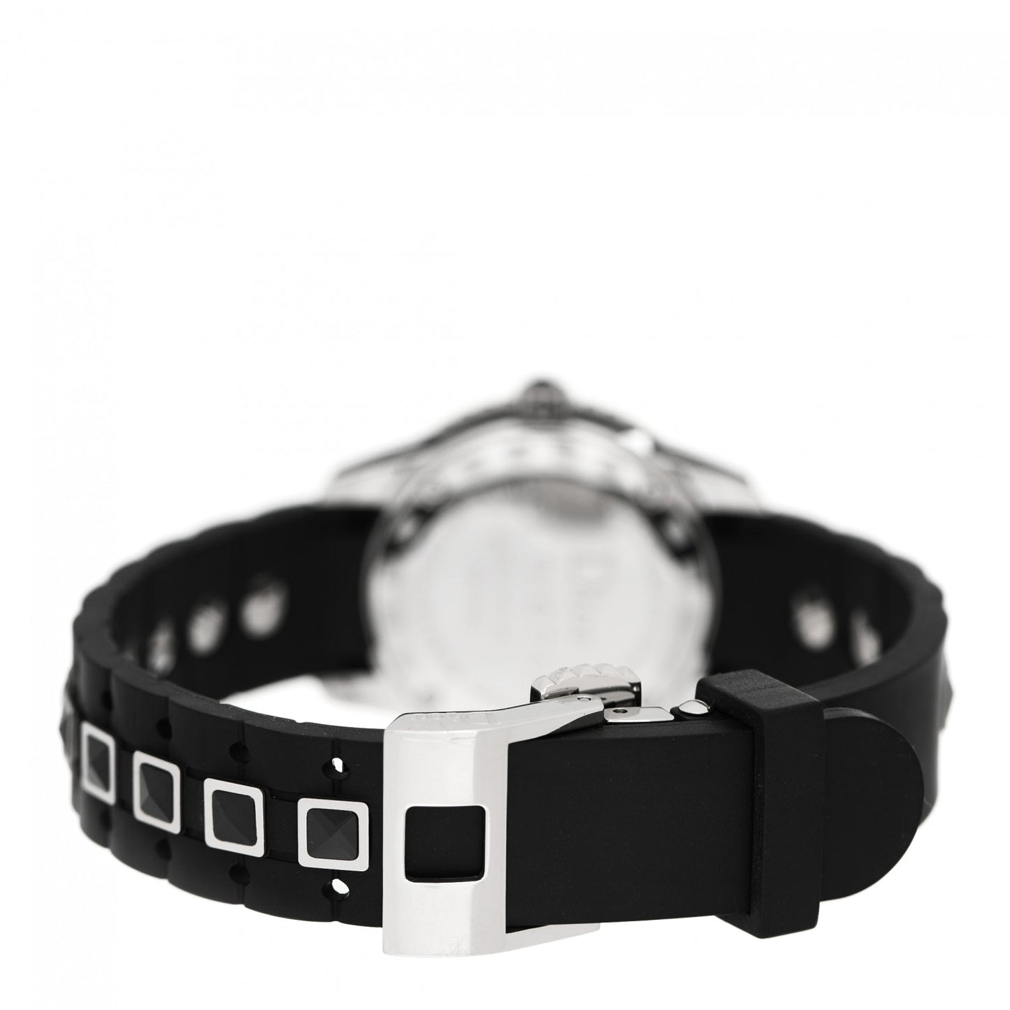 Stainless Steel Rubber Diamond Sapphire 29mm Christal Quartz Watch Black