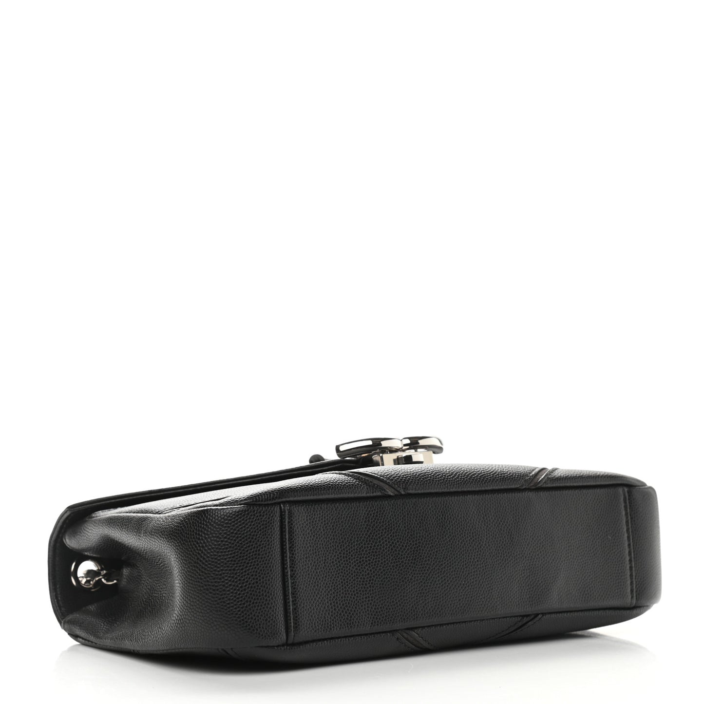 Caviar Macro Chevron Single Flap Black