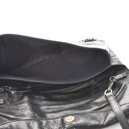 Balenciaga Agneau Classic Hardware Envelope Strap Clutch Black 5 of 8