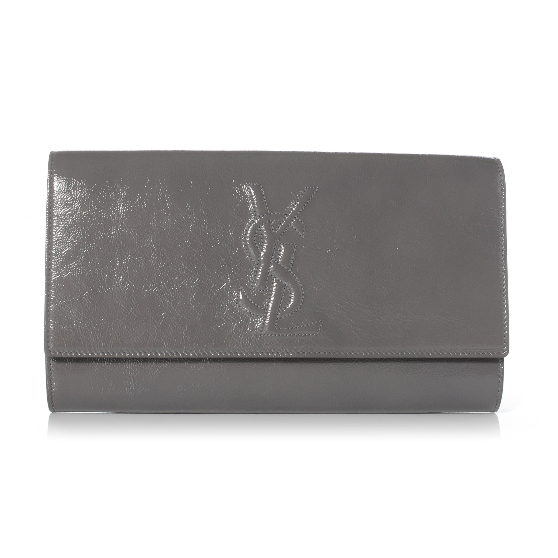 Saint Laurent Textured Patent Belle de Jour Clutch Grey 1 of 7