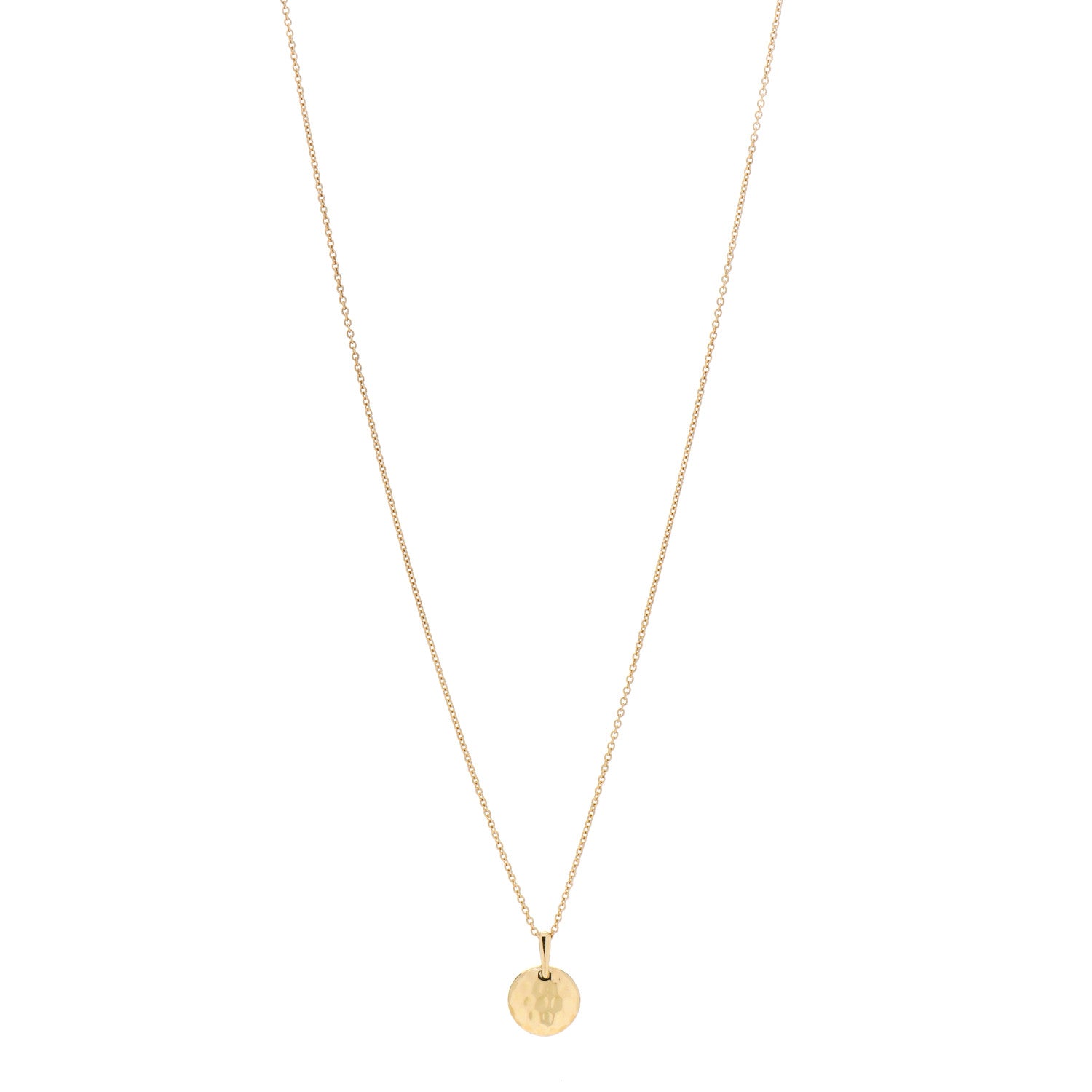 Roberto Coin 18K Yellow Gold Hammered Disc Pendant Necklace 1 of 3