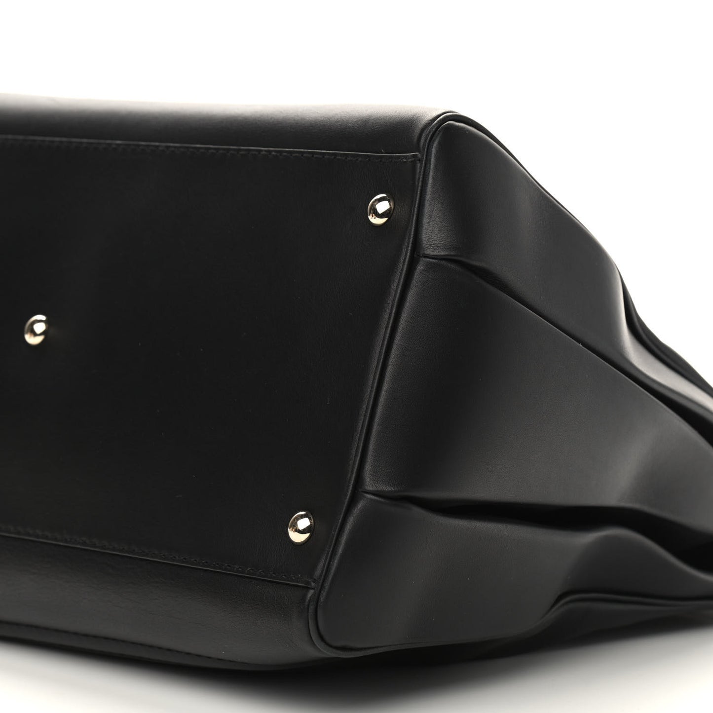Calfskin Bold Bamboo Medium Top Handle Bag Black
