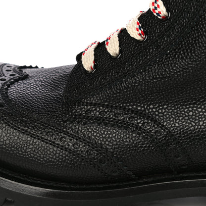 Gucci Grained Calfskin Mens Brogue Wingtip Lug Sole Boots 8 Black 11 of 12
